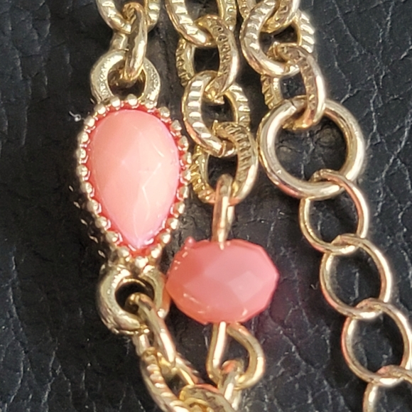 Fashion Pink Coral and Gold Color Necklace 35" - Picture 7 of 7